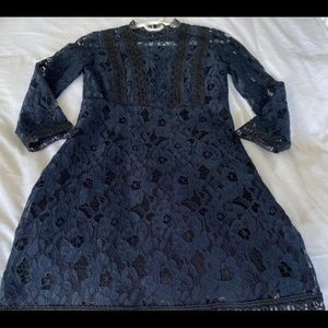 Zara blue and black lace mini dress